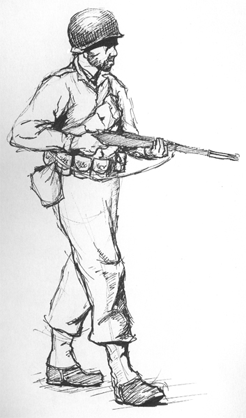 rifle gun drawing. Rifle at ready